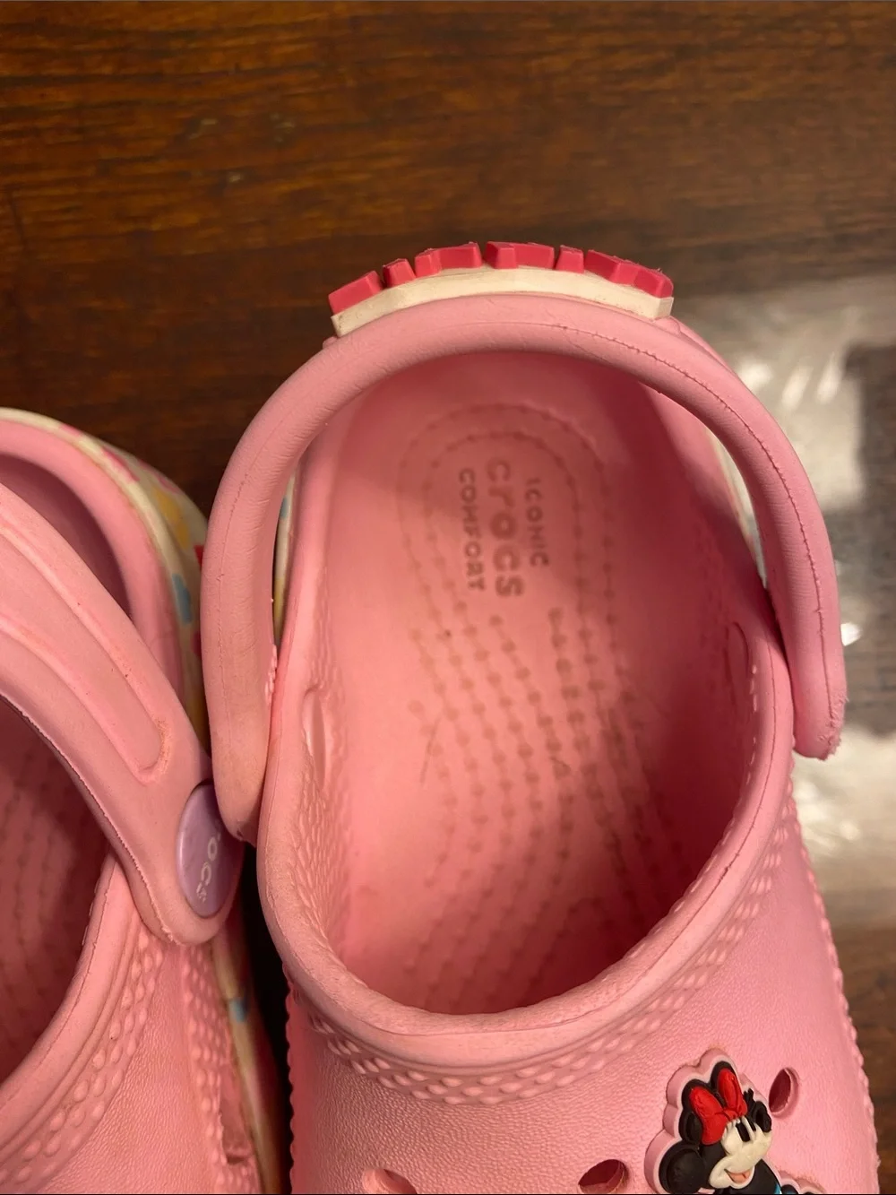 CROCS Pink Kids Slip-On Clogs with Minnie Mouse Charms